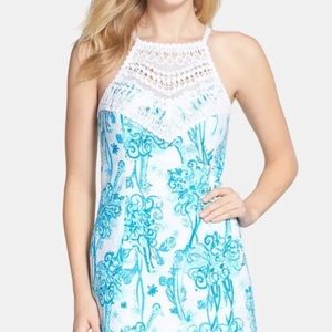 Lilly Pulitzer Pearl crochet yolk shift dress size 2
